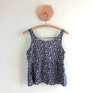 F21 Forever 21 Navy Blue Floral Peplum Tank Top Size Small